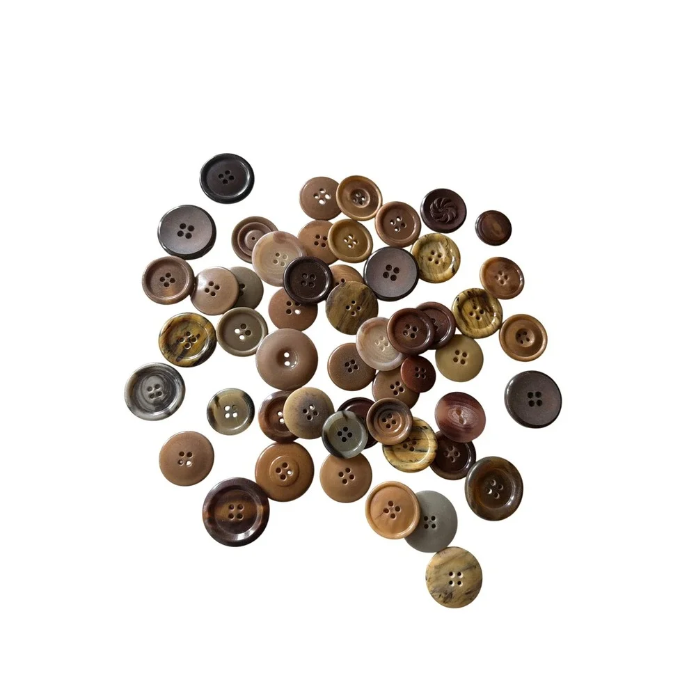 Outerwear Buttons 50+ Brown Tan Mixed Lot Vintage Faux Horn Earth Tones Bulk